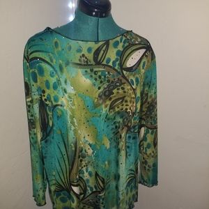 GLITTER GREEN AND BLUE TOP! (all hours) Size XL